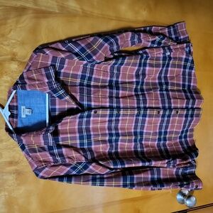 LL Bean Womens Flannel Button Down. Size Medium Reg. Maroon, Pink, Blue, Yellow